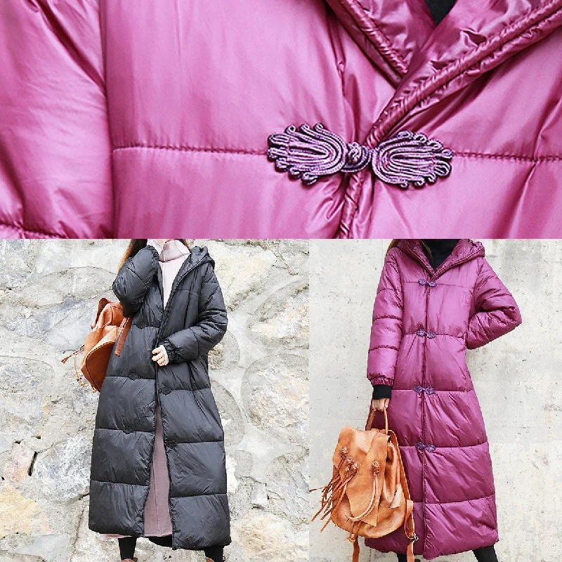 New red warm Parkas for women oversize down jacket hooded outwear thick