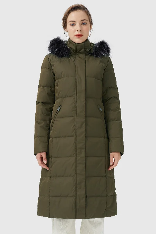 Long Puffer Faux Fur Hood Down Coat