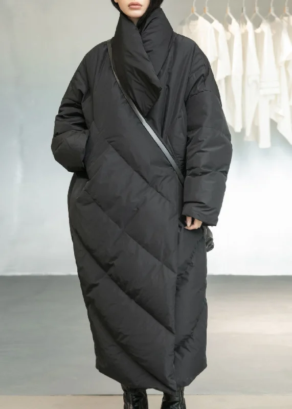 Plus Size Black Pockets Duck Down Down Coats Winter