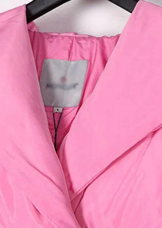 Plus Size Pink hooded drawstring Winter Duck Down Down Coat