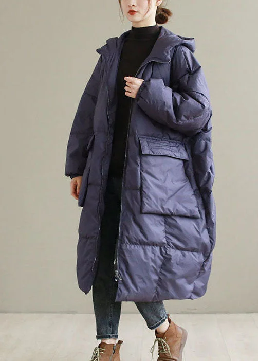 Plus Size Purple Hooded thick Duck Down Down Coats Winter