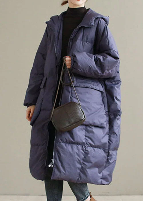 Plus Size Purple Hooded thick Duck Down Down Coats Winter