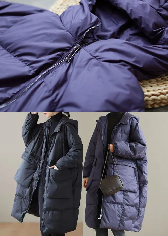 Plus Size Purple Hooded thick Duck Down Down Coats Winter