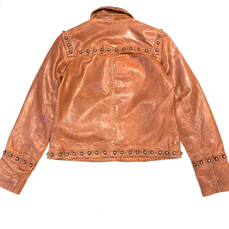 Scully Ladies Mahogany Brown Studded Leather Jacket