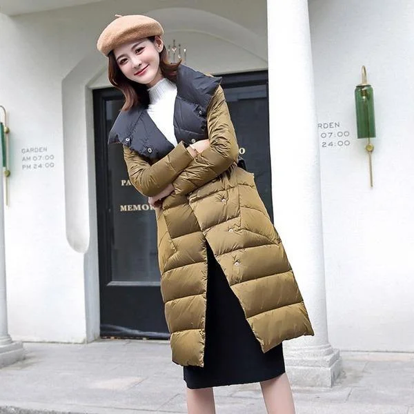 Solid Color Down Coats Casual Warm New Female Big Pockets High Quality Solid Color Full Sleeve Coats