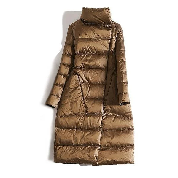 Solid Color Down Coats Casual Warm New Female Big Pockets High Quality Solid Color Full Sleeve Coats