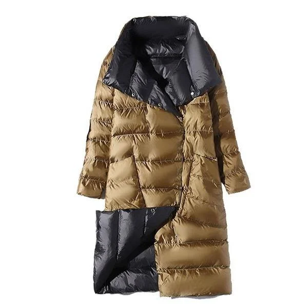 Solid Color Down Coats Casual Warm New Female Big Pockets High Quality Solid Color Full Sleeve Coats