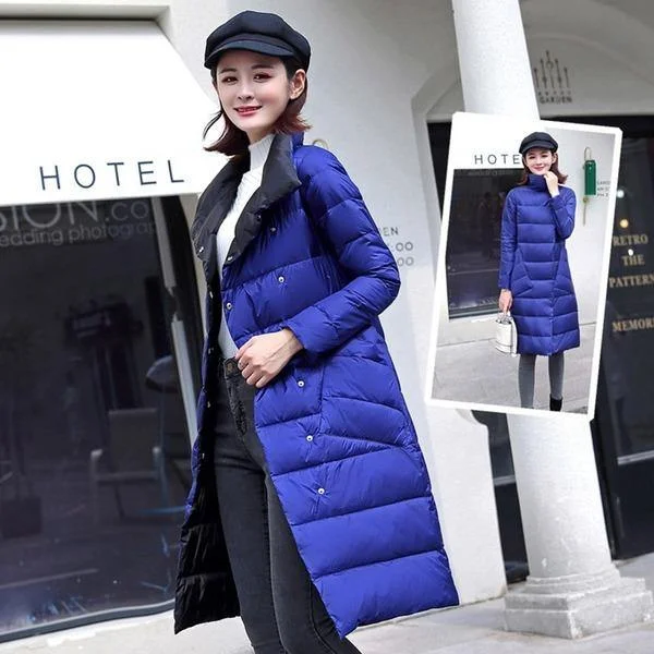 Solid Color Down Coats Casual Warm New Female Big Pockets High Quality Solid Color Full Sleeve Coats