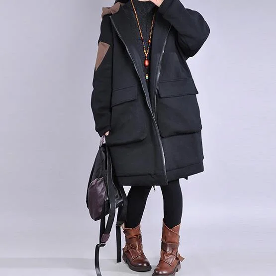 thick plus size down jacket overcoat chocolate hooded zippered women parka