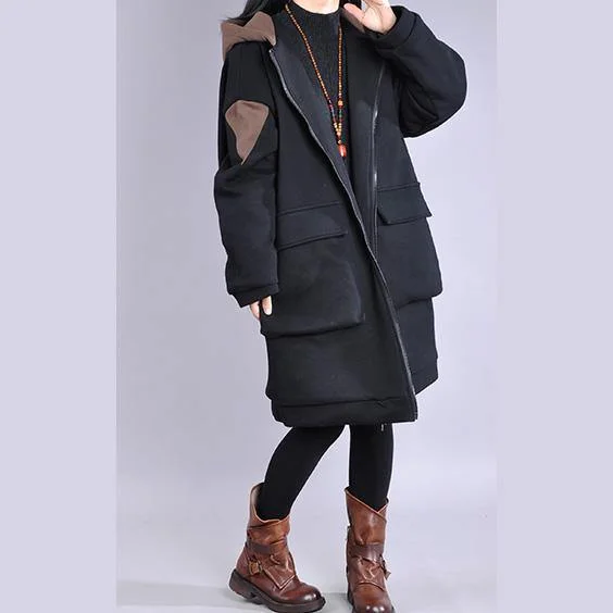 thick plus size down jacket overcoat chocolate hooded zippered women parka