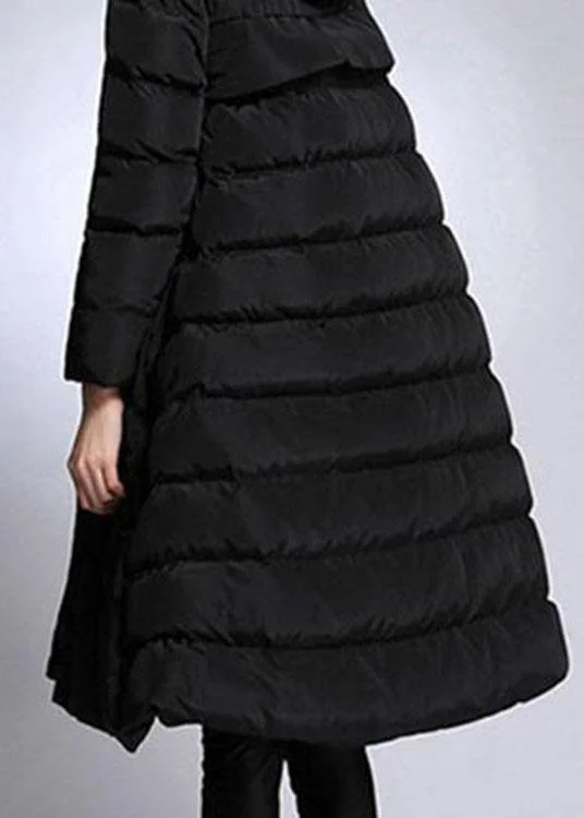 Trendy Black hooded Pockets Winter Duck Down down coat