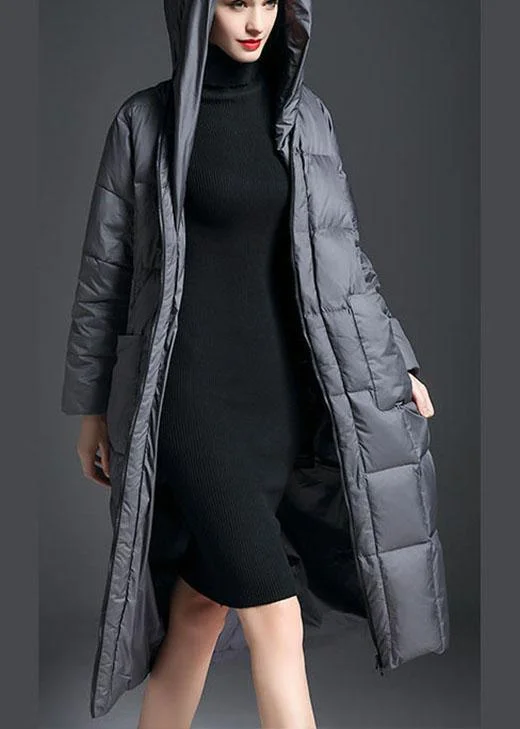 Trendy Grey zippered Warm Thick Winter Duck Down down coat