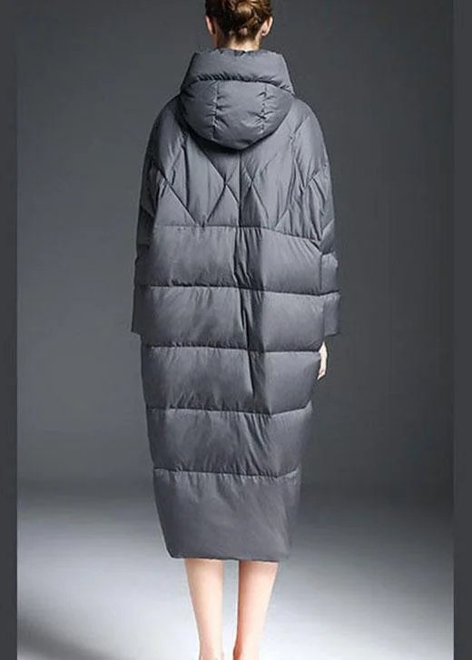 Trendy Grey zippered Warm Thick Winter Duck Down down coat