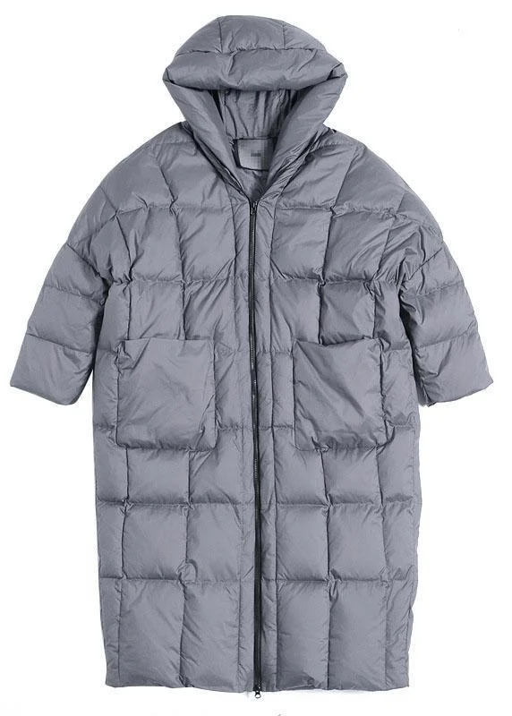 Trendy Grey zippered Warm Thick Winter Duck Down down coat