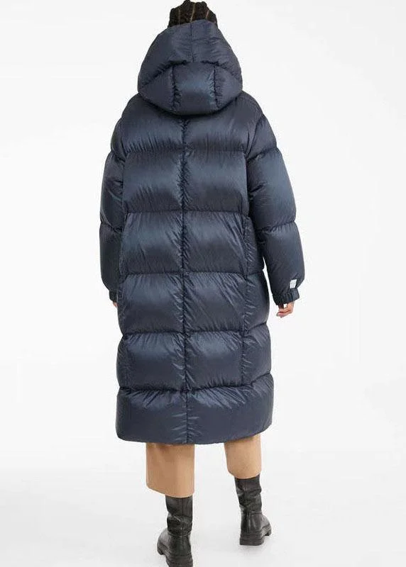 Unique Navy hooded Pockets Thick Winter Duck Down Down Coat