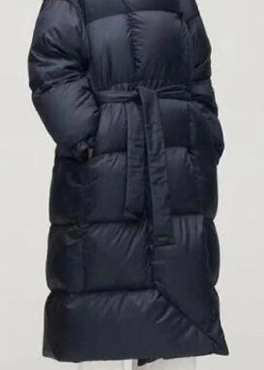 Unique Navy hooded Pockets Thick Winter Duck Down Down Coat