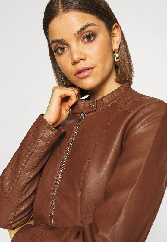 Women’s Chocolate Brown Leather Biker Jacket