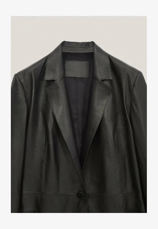 Women's Black Leather Blazer