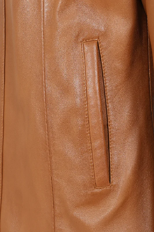 Women's Classic Tan Real Leather Jacket - DEBBIE