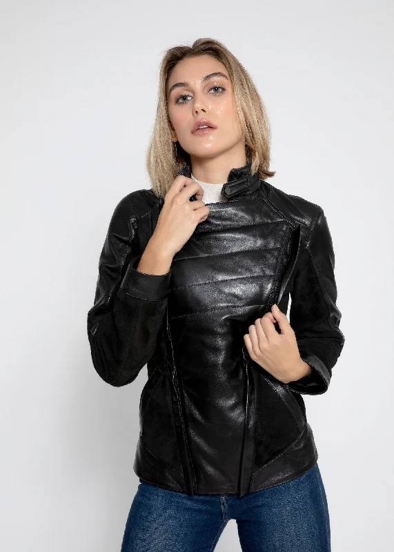 Womens Cosette Dual Panel Leather & Suede Jacket