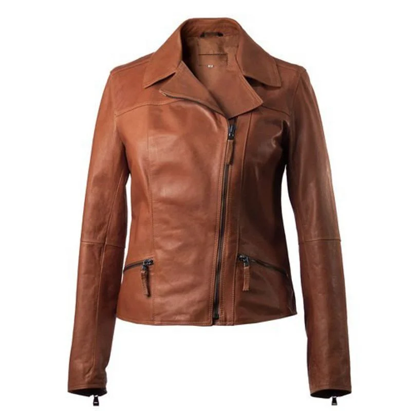 Women's Leather Cropped Moto Jacket