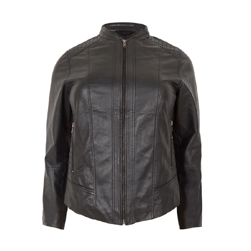 Women's Simple Black Leather Jacket