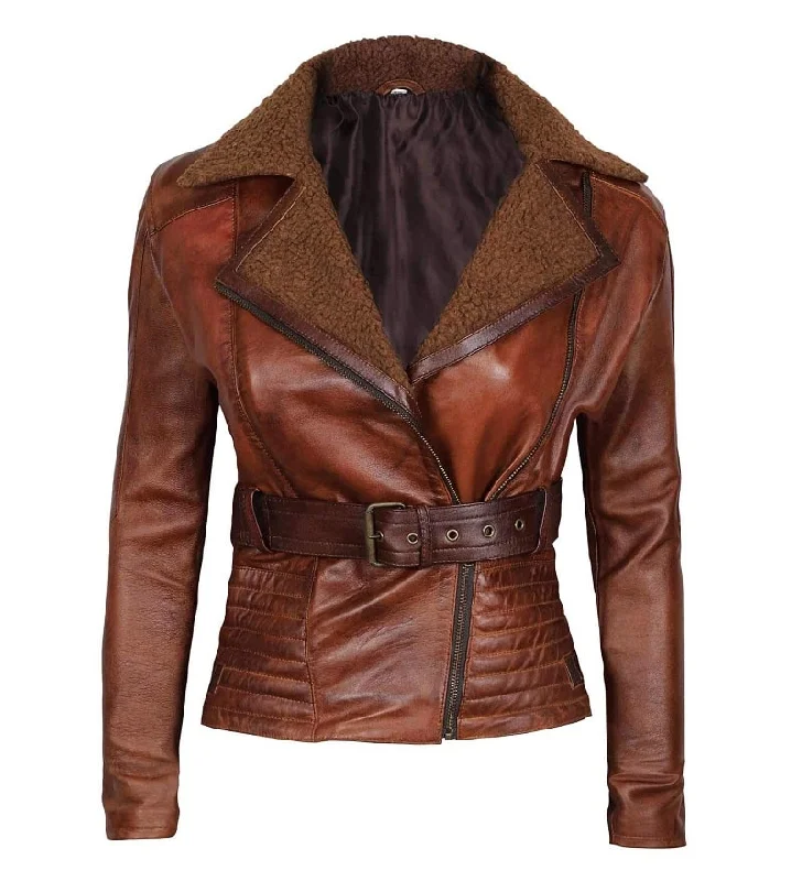 Women's Tomb Brown Leather Jacket