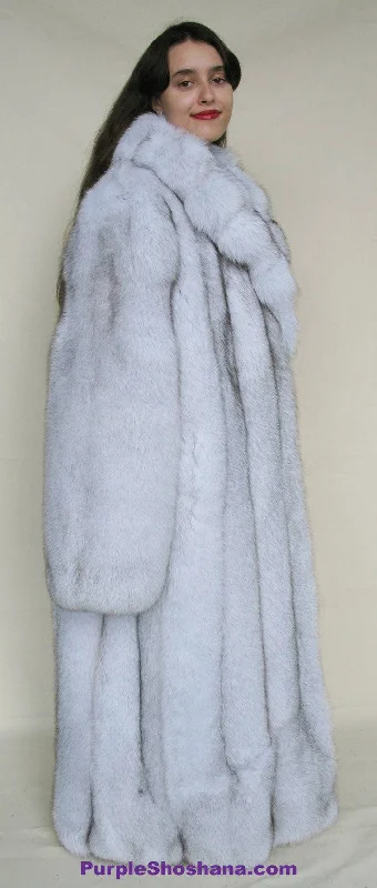 Gorgeous Plush Blue Fox Solid Silver Fur Coat Stroller M/L/XL  Made in Canada