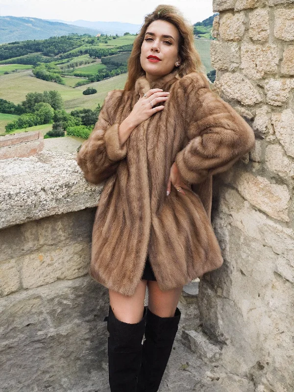 Light Pastel Brown Canadian Mink Fur Coat Coats M