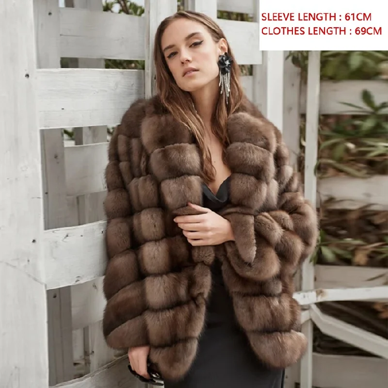 Luxury Pattern Real Fox Fur Coats