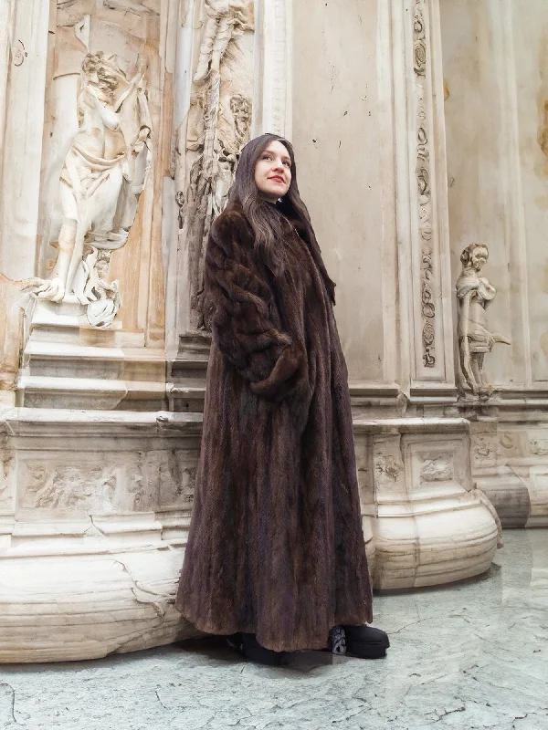 Mahogany Lunaraine Canadian Mink Fur Coat L to XXL 52"" Long