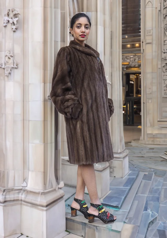 Pastel Autumn Haze Brown Female Mink Fur Coat Coats M/L