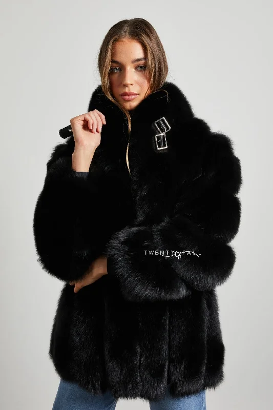 Portia Fox Fur Coat with Collar