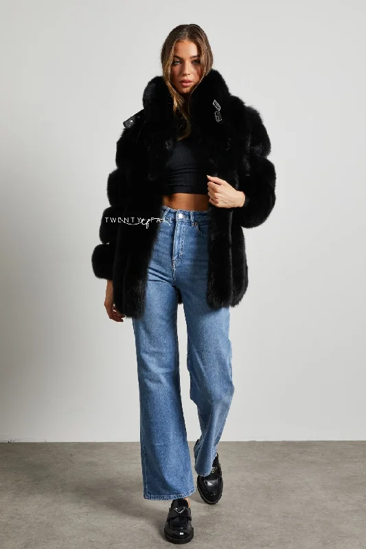 Portia Fox Fur Coat with Collar