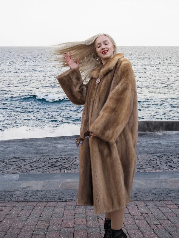 Vintage Pastel Canadian Brown Mink Fur Coat L to 2XL