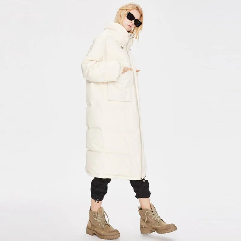 Women's Thicker Knee-length Down Jacket White