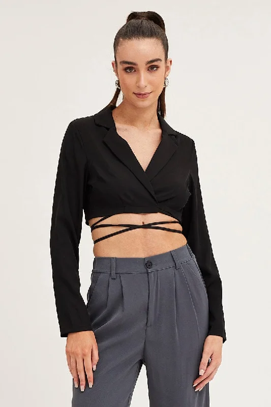 Black Crop Jacket Long Sleeve