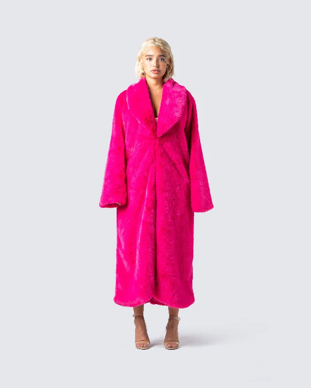 corinne-hot-pink-vegan-fur-coat