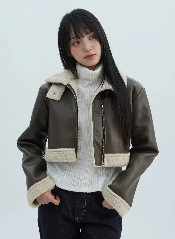 Crop Faux Leather Jacket ON313