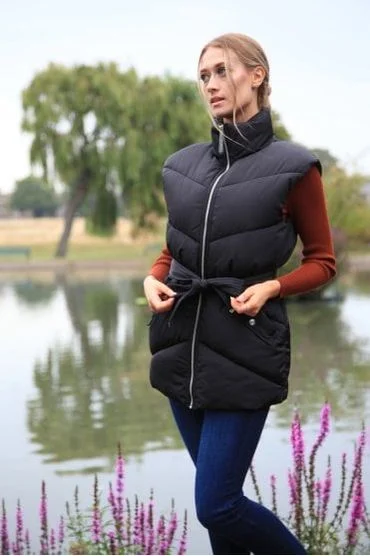 Double Second Black Belted Gilet Puffer