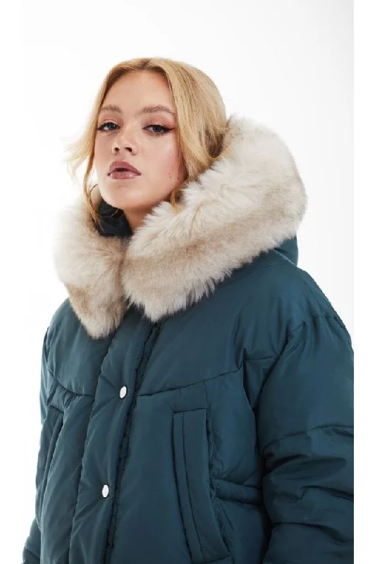 double-second-teal-oversized-dip-back-puffer