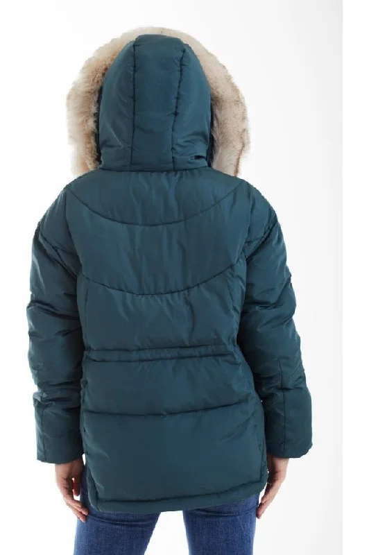 double-second-teal-oversized-dip-back-puffer