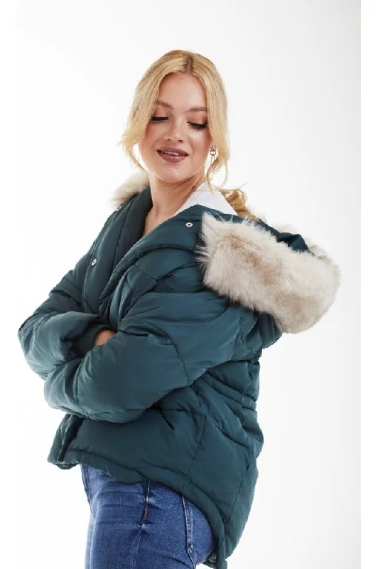 double-second-teal-oversized-dip-back-puffer