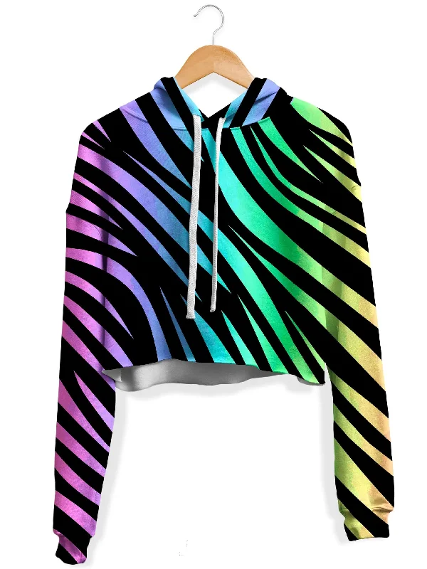 Jungle Rainbow Fleece Crop Hoodie