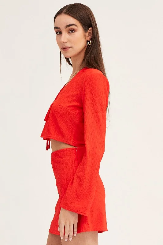 red-long-sleeve-tie-front-textured-tie-top-oj9151x-38mb