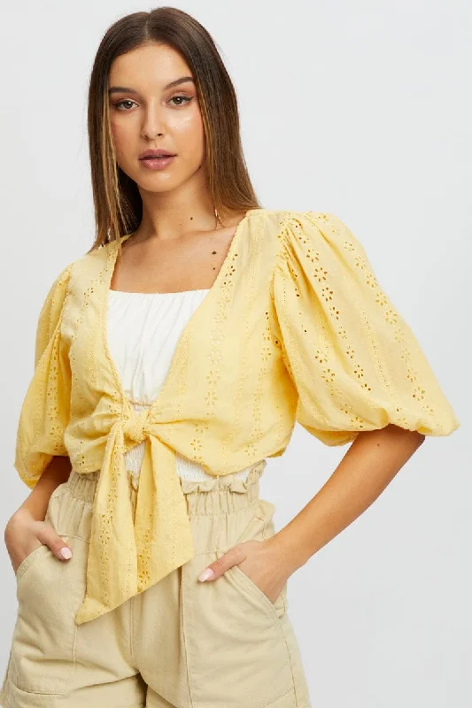 Yellow Broderie Bolero